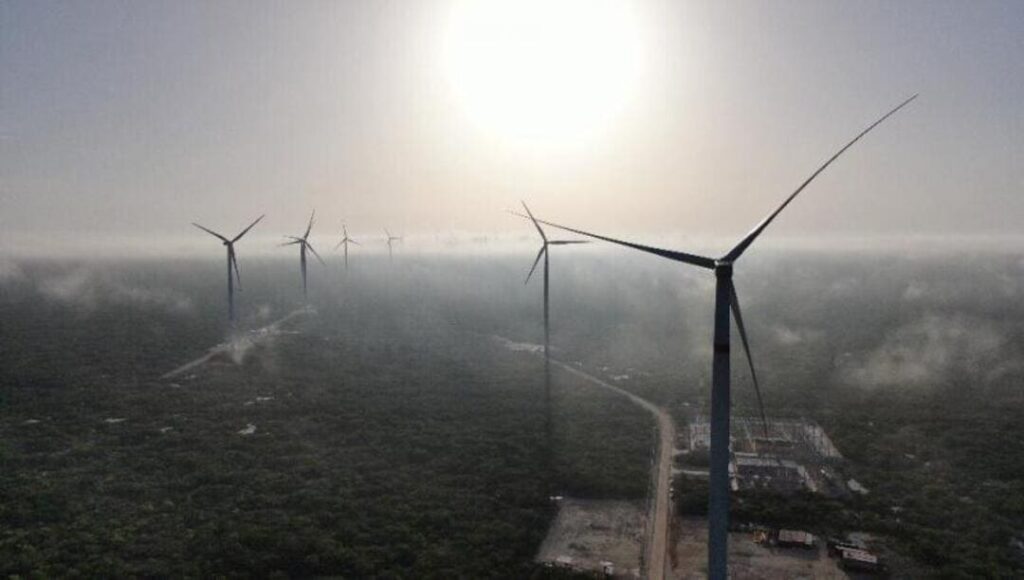 Parque eólico en Progreso, Yucatán, uno de los cinco parques de energías renovables que operan en el estado. Foto: Gobierno de Yucatán